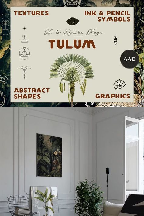 TULUM Textures & Brand design kit Cosmetic Advertising, Tropical Posters, Collage Creator, Tropical Poster, Bohemian Wedding Invitations, Surreal Collage, Branding Identity, Bullet Journal Stickers, Journal Stickers