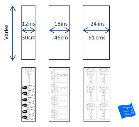 Shelf and drawer depths with storage arrangements. Click through to the website for more on walk-in closet design and home design. Closet Layout Dimensions, Walk In Closet Size, Walk In Closet Plan, Walk In Closet Dimensions, Closet Design Plans, Closet Dimensions, Closet Planning, Walking Closet, Walk In Closet Design