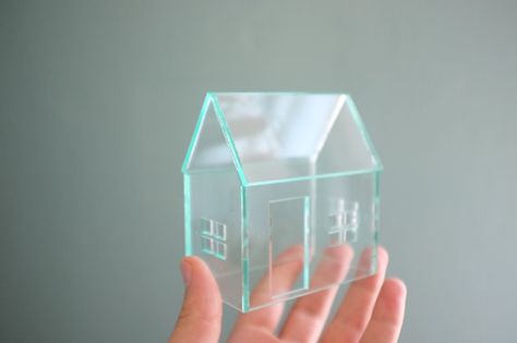 Miniature house with glass Aesthetic Sentences, Miniature Architecture, Agar Jelly, Minimalistic Decor, Everything Is Illuminated, Air Plant Display, Geometric Architecture, Unusual Homes, Building Art