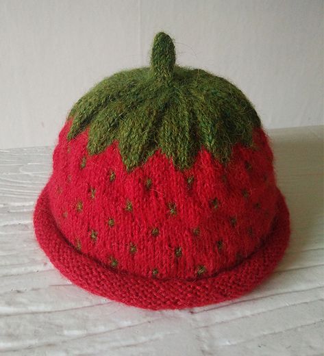 Knit Strawberry Hat, Cute Knit Hat, Striped Hat Knitting Pattern, Free Baby Hat Knitting Patterns, Baby Hat Knitting Patterns Free Straight Needles, Easy Baby Crochet Patterns Free, Baby Strawberry Hat, Baby Knit Hat Pattern, Quick Crochet Beanie