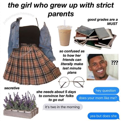 ★ indyy ★ on Instagram: “Do y’all have strict parents? What’s it like?? . . . follow me if you’re from the explore page :))) . . . . . . . . . tags: #niche…” Aries Outfits, Aesthetic Memes, Strict Parents, Mood Clothes, About School, Mood Board Fashion, 8th Grade, Just Girl Things, Cute Fits