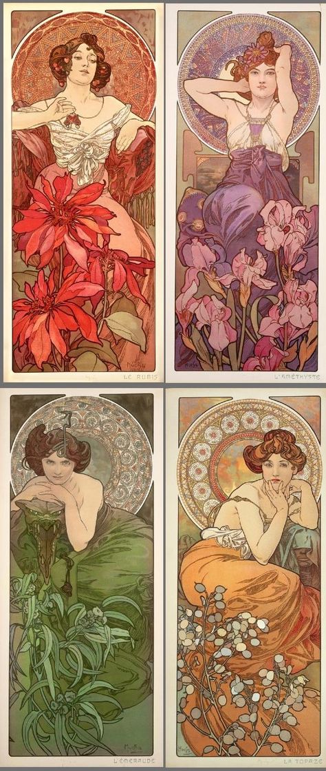 Purple Art Nouveau, Rose Art Nouveau, Renicansse Art, Amethyst Illustration, Art Nouveau Flowers Illustration, Art Nuevo, Art Nouveau Mucha, Alphonse Mucha Art, Mucha Art