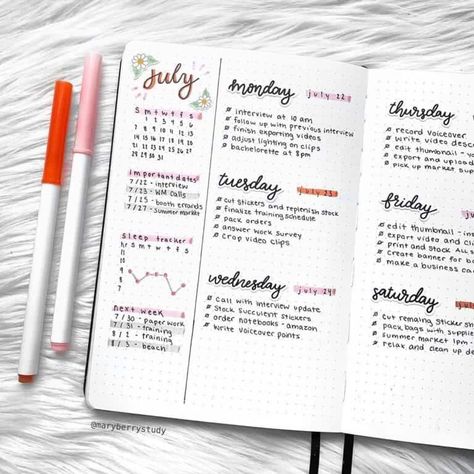 13 Amazing Weekly Bullet Journal Spreads dayplannerprintable #kidsplanner. Minimalist Bullet Journal Ideas, Bullet Journal Simple, Bullet Journal Weekly Spread Ideas, Weekly Spread Ideas, Weekly Bullet Journal, Journal Weekly Spread, Bullet Journal Weekly, Bullet Journal Spreads, Weekly Layout