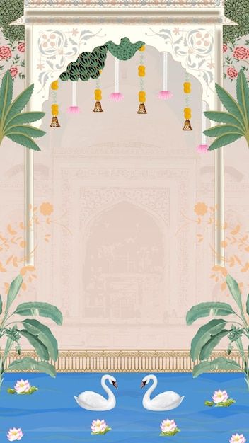 Traditional Background For Invitation, Indian Wedding Elements Illustration, Wedding Cards Background, Wedding Design Background, Kankotri Ideas, Wedding Invite Background, Pichwai Background, Wedding Invitation Templates Blank, Wedding Invitation Background Design