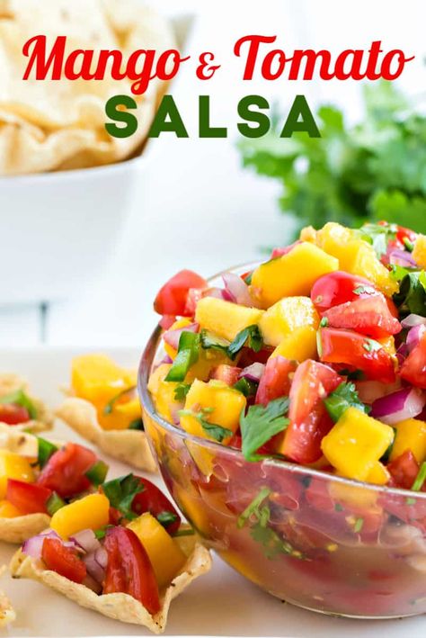 Mango Tomato Salsa, Blueberry Mango Smoothie, Fresh Mango Salsa, Tomato Salsa Recipe, Fresh Salsa Recipe, Mango Salsa Recipes, Fresh Tomato Recipes, Salsa Fresca, Spicy Salsa