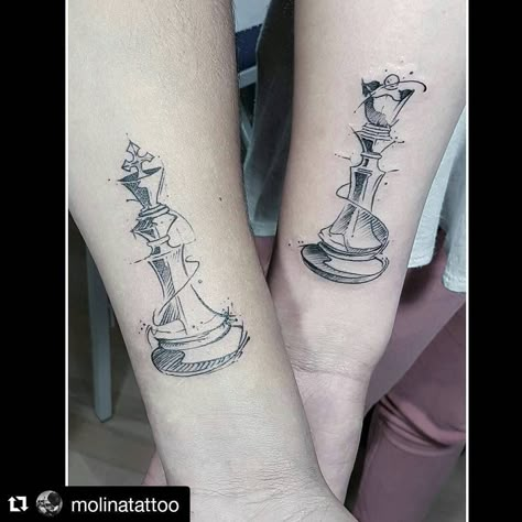 Chess Piece Tattoo, King Queen Tattoo, Chess Tattoo, Inner Arm Tattoos, Couples Tattoo, Tattoos Matching, Inner Arm Tattoo, Couples Tattoos, Couple Tattoos Unique