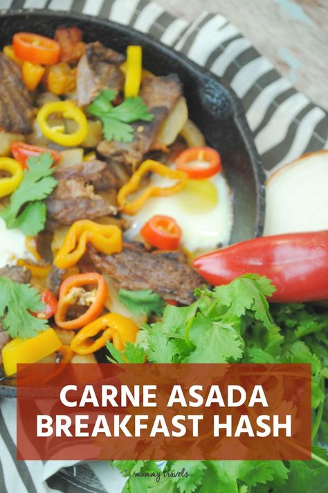 How to make a Carne Asada Breakfast Hash Breakfast Hash Recipes, Best Brunch Recipes, Breakfast Burritos Recipe, Breakfast Bread Recipes, Hash Recipe, Breakfast Hash, Tacos And Burritos, Egg Recipes For Breakfast, Filling Breakfast