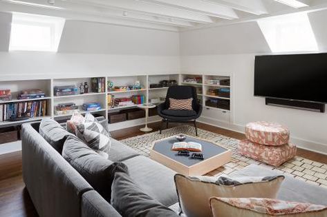 Attic Family Room, Midcentury Modern Fireplace, Master Suite Remodel, Sleeping Nook, Attic Renovation Ideas, Finished Attic, Attic Playroom, Built In Bunks, Attic Conversion