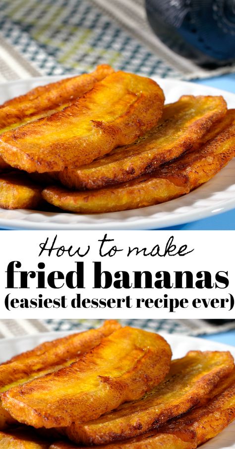 Cuban Fried Bananas, Fry Banana Recipes, Fried Banana Recipes, Inexpensive Desserts, Deep Fried Bananas, Banana Butter, Banana Fritters, Fried Bananas, Caramelized Bananas