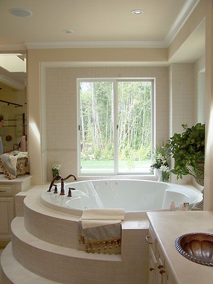 very nice soaking tub. Bathtub Shower Combo, Tub Ideas, Dream Bath, Bathtub Design, Lots Of Windows, Steam Showers Bathroom, Jacuzzi Tub, Dream Bathrooms, Bath Room