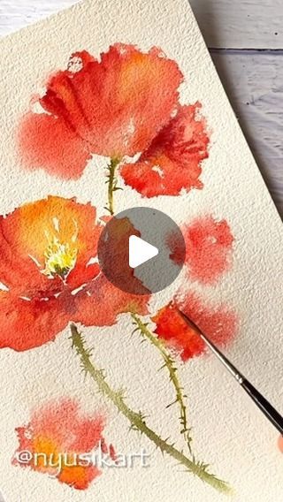 Painting by @nyusikart More art in @watercolor_guild  #watercolor_guide #aquarella #artofinstagram #arttutorial #instaartist #drawingtuto... | Instagram Paint Poppies, Watercolor Lesson, Poppy Flower Painting, Watercolor Guide, Loose Watercolor Paintings, Loose Watercolor Flowers, Painting Flowers Tutorial, Paintings Tutorials, Learn Watercolor Painting