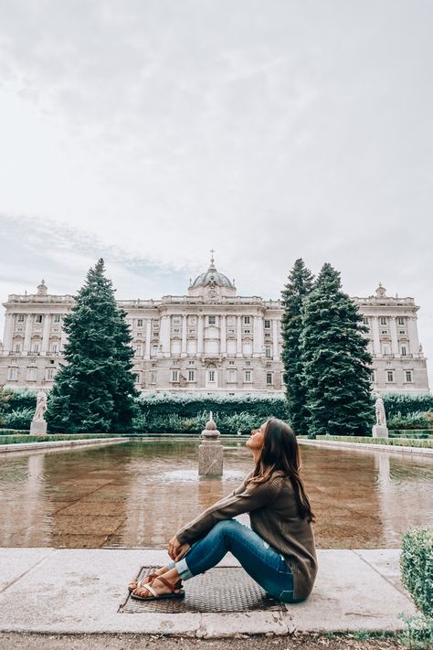 Sabatini Gardens behind the Royal Palace of Madrid in Madrid, Spain Madrid Espana, Sabatini Gardens Madrid, Madrid Spain Picture Ideas, Madrid Spain Instagram Pictures, Royal Palace Madrid Aesthetic, Royal Palace Madrid, Madrid Instagram Spots, Madrid Photography, Madrid Instagram