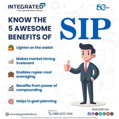 From rupee-cost averaging to goal planning, find out how SIP can transform your investment strategy. #sipbenefits #sip #mutualfunds #systematicinvestmentplan #longterminvestment #financetips #Intgratedenterprises Mutual Funds Creative Ads, Sip Mutual Fund, Sip Investment, Systematic Investment Plan, Investment Strategy, 5 Year Plan, Market Risk, Mutual Fund, Year Plan