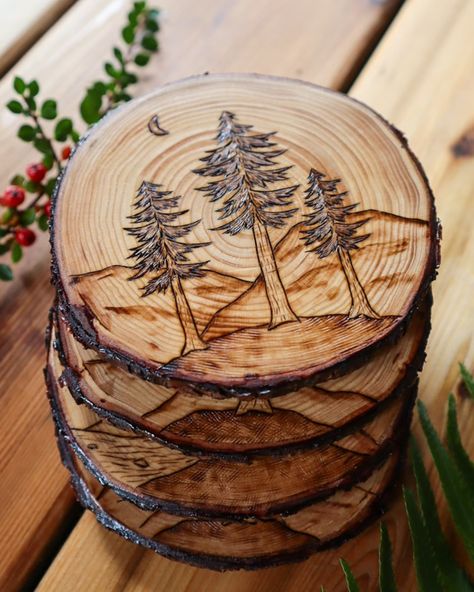 Just a few of the pieces that will be available in our online re-stock starting Nov 15th, and more products will be added until the shipping cut-off date on Dec 12th...Getting it together! 🫣😅 ° ° ° ° ° ° ° ° ° ° ° ° ° ° ° #ferns #coasters #pyrographyartists #pyrography #westcoastartist #woodburning #woodart #trees #vancouverisland #vanisland #madeincanada #handmade #buylocal #artofinstagram #artistsoninstagram #westcoastart #qualicumbeach #parksville #coombsbc #westcoastlife #westcoast #woodw... Wood Burned Coasters Ideas, Wood Burning Coasters, Wood Burned Coasters, Getting It Together, Got Wood, Wood Burning Crafts, Christmas Coasters, Wood Coasters, Pyrography