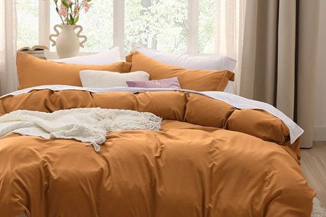 Amazon Launched a New Storefront Devoted to Soothing Bedroom Decor—and Finds Start at $11 Yellow Duvet, Orange Duvet Covers, California King Duvet Cover, Elevated Home, Duvet Covers Yellow, King Duvet Cover Sets, Full Duvet Cover, White Duvet Covers, White Duvet