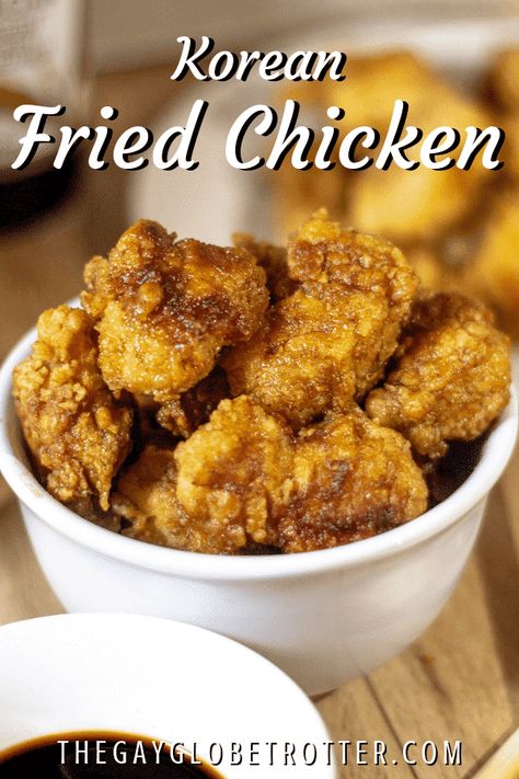 This Korean fried chicken recipe is one of my go-to dinner recipes. Tender chicken bites are fried until crispy, then tossed in a Korean fried chicken sauce. The sauce goes perfectly on Korean fried chicken wings too. This meal is seriously good! #gayglobetrotter #koreanfriedchicken #koreanfriedchickensauce #easyfriedchicken #asianfriedchicken Korean Fried Chicken Sauce, Asian Fried Chicken, Fried Chicken Sauce, Korean Fried Chicken Recipe, Easy Fried Chicken, Fried Chicken Strips, Chicken Sauce, Fried Chicken Recipe, Fried Chicken Breast