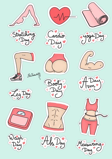 Workout DIGITAL STICKERS for digital planner and printing, Pre-cropped GoodNotes, PNG and printable files, fitness gym sports stickers | Printable Planner by  Jessie Young Gym Digital Stickers, Workout Stickers Aesthetic, Workout Planner Aesthetic, Fitness Stickers Free Printable, Workout Stickers Instagram, Workout Stickers Printable, Sports Stickers Printable, Gym Stickers Aesthetic, Gym Stickers Printable