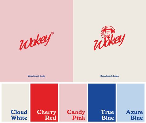 Wokey on Behance Creative Restaurant, Ux Kits, Logo Cloud, Color Design Inspiration, Red Colour Palette, Word Mark Logo, Color Palette Pink, Brand Color Palette, Blue Colour Palette