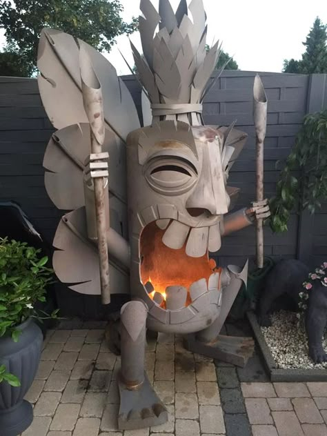 Newest Ideas, Cheap Fire Pit, Bbq Grill Design, Tiki Decor, Tiki Lounge, Fireplace Set, Backyard Fireplace, Fire Places, Tiki Art