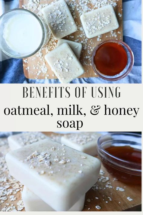 Goat Milk Soap Bar with Oatmeal & Honey (melt & pour) - Holistic Nurse Momma Honey Soap Recipe, Oatmeal Honey Soap, Natural Soaps Recipes, Diy Soap Bars, Easy Soap Recipes, Săpunuri Handmade, Cold Process Soap Recipes, Homemade Oatmeal, Soap Making Recipes