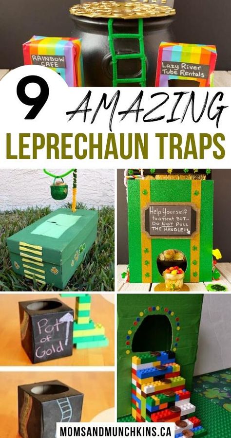 9 Amazing Leprechaun Traps for kids. These are so Cute! These are 9 of the best leprechaun trap ideas for kids that we could find. We put them all together so you can make one yourself this St Patricks Day! #leprechauntraps #stpatricksday Leprechaun Trap Project, Leprechaun Tricks, St Patricks Crafts, Leprechaun Trap, St Patricks Day Crafts For Kids, St Patrick Day Activities, Stem For Kids, St Patrick's Day Crafts, Lego For Kids