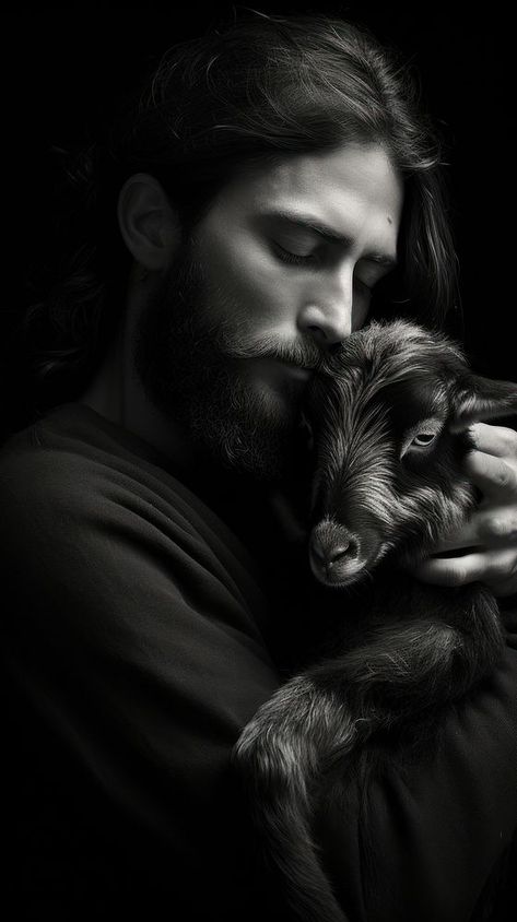 Photography of Jesus Hugging a Lamb photography portrait mammal. | premium image by rawpixel.com Wallpaper Background Black, Lamb Wallpaper, Jesus Hugging, Jesus And Lamb, Lamb Photography, Black Jesus, Jesus Wallpaper, About Jesus, Background Black