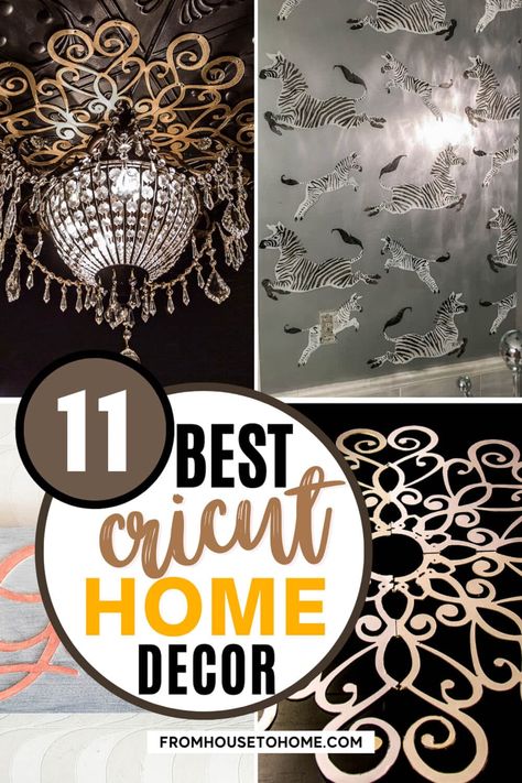 These beautiful DIY home decor projects are all things you can do easily with a Cricut. From pillows to stencils and even a ceiling medallion, it's amazing what a Cricut can do! Cricut Home Decor, Diy Glam Decor, Home Decor Cricut, Cricut Decor, Arts And Crafts Home Decor, Expensive Wallpaper, Cricut Home, Sewing Room Storage, House To Home