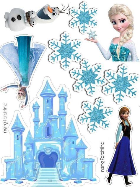 Elsa Printable Topper, Topper Cake Printable, Kue Mickey Mouse, Frozen Elsa Cake Topper, Winter Cake Topper, Frozen Party Printables, Bolo Snoopy, Elsa Cake Toppers, Cake Printable