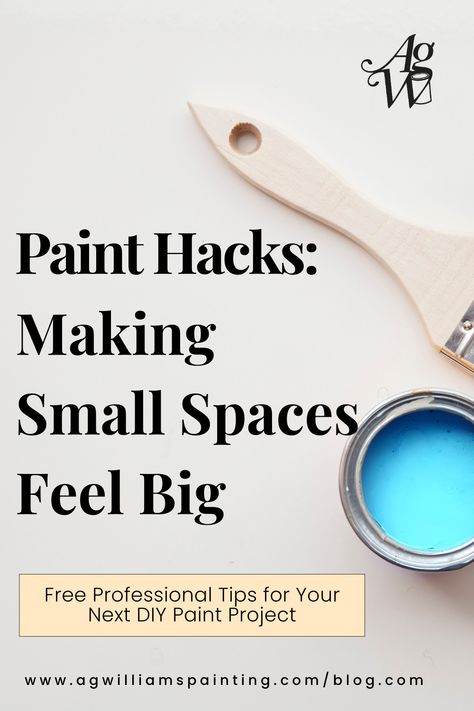 Paint Hacks: How to Make Small Spaces Feel Big – Discover expert tips to transform tight areas with the right paint techniques. Perfect for DIY enthusiasts and home renovators!  #AGWpainting #PaintingHacks #SmallSpaceDesign #HomeImprovementIdeas #DIYPainting #InteriorDesignTips #PaintTips #SpaceOptimization Make Small Spaces Look Bigger, Diy Remodeling Ideas, Arizona Interiors, Paint Hacks, Paint Tricks, Diy Paint Projects, Painting Hacks, Diy Remodeling, Bedroom Hacks