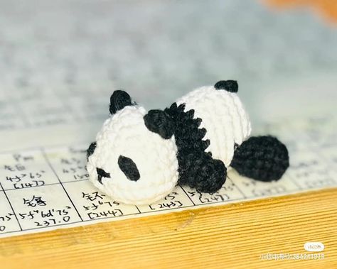 Sleeping panda crochet pattern. Crochet Panda Pattern Free, Sleeping Amigurumi, Panda Amigurumi Free Pattern, Crochet Patterns Panda Free, Mini Panda Crochet Pattern Free, Crochet Panda Pattern, Crochet Small Panda Free Pattern, Crochet Panda Keychain, Panda Pillow Crochet Pattern