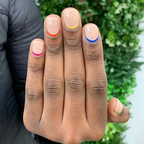 Men’s Pride Nails, Masc Pride Nails, Masculine Pride Nails, Pride Nails For Men, Pride Nails Designs Short Nails, Gay Nails Design, Lgbt Nail Art, Pride Nails Short, Trans Nails