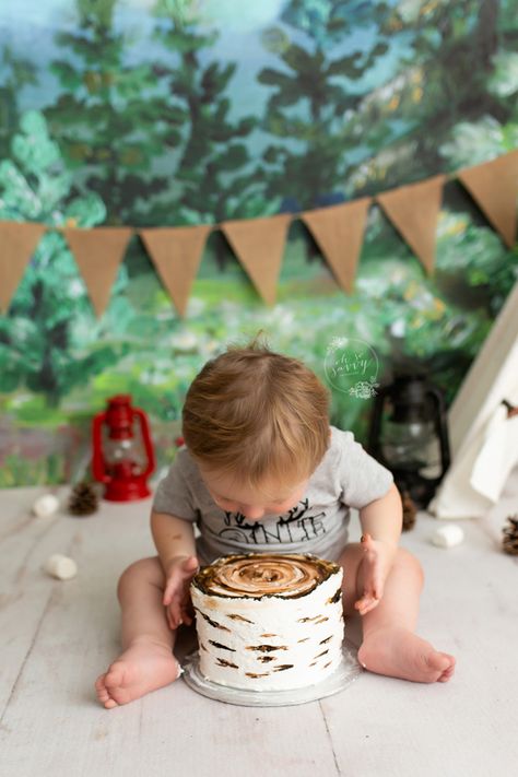 woodland cake smash, camping theme, woodland theme, oh so savvy photography, cake smash ideas, baby, one, milestone , smash cakes, boy cake smash Camp Themed Smash Cake, Woodsy Smash Cake, Woodland First Birthday Smash Cake, Smash Cake Camping Theme, Camping Themed Smash Cake, Smash Cake One Happy Camper, Outdoors Cake Smash, Camping Smash Cake 1st Birthdays, Wilderness First Birthday