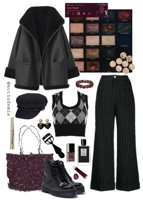 Dark Witchy Outfits Aesthetic, Gothic Academia Aesthetic Outfits, Dark Academia Office Outfit, Wednesday Aesthetic Outfits, Dark Fall Aesthetic Outfits, Dark Academia Party Outfit, Witchy Academia Outfit, Whimsy Fashion, Artsy Academia