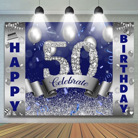 50th Birthday Backdrop, Backdrop Simple, Castle Birthday, Simple Backdrop, Blue Bokeh, Happy Birthday Backdrop, Aloha Party, Unique Party Themes, Cake Smash Backdrop