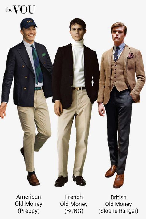 Old Money Explained - Men Style Guide to the Wealthy Look Millionaire Outfit Men, Preppy Style For Men, Suit With Sweater Men, Classic Men Outfit Classy, Men’s Old Money Aesthetic, Old Money Fashion Man, Preppy Aesthetic Ivy League, Old Rich Aesthetic Outfits, Mens Old Money Style