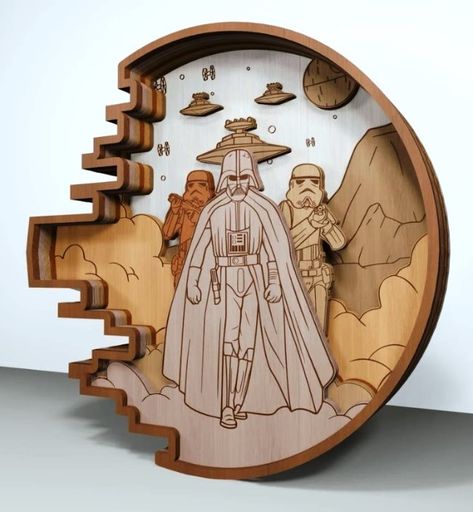 Star war E0021223 file cdr and dxf free vector download for laser cut – Free Download Vector Files Layered Wood Art, Star Wars Lamp, Laser Cut Wood Crafts, Layered Art, Laser Cut Patterns, Laser Art, Star Wars Christmas, Laser Engraving Machine, Free Svg Files