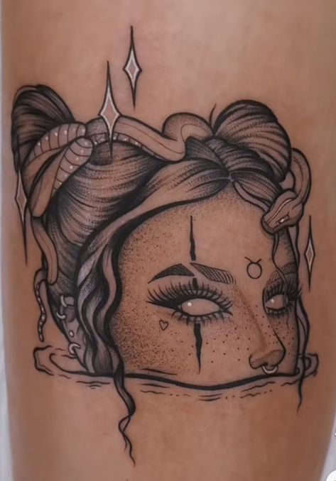 Taurus Tattoos, Scary Tattoos, Muster Tattoos, Medusa Tattoo, Leg Tattoos Women, Pretty Tattoos For Women, Stylist Tattoos, Tattoo Style Drawings, Dope Tattoos