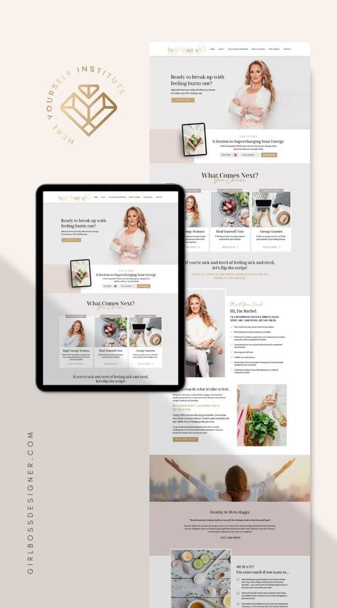 Luxurious, Natural, Sophisticated Showit Website Design for a Wellness Coach and Naturopathic Doctor | Heal Yourself Institute - Girlboss Designer Life Coach Websites, Entrepreneur Website, Website Planning, Naturopathic Doctor, Coach Website, Health And Wellness Coach, Custom Website Design, Website Design Services, Showit Website