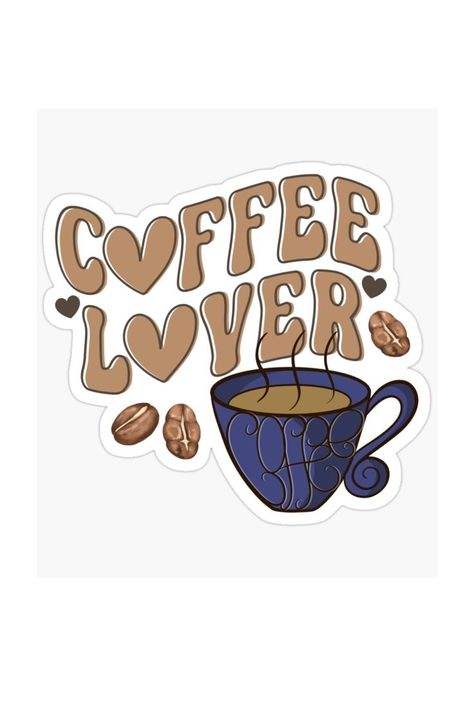 Retro Font Coffee Lover Sticker Coffee Lover Quotes, Santa Anita, Blue Mug, Lover Sticker, Coffee Stickers, Coffee Is Life, Retro Font, Coffee Beans, Cute Stickers