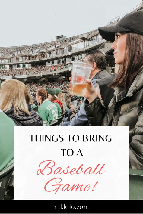 Outfit For A Baseball Game, Baseball Outfits For Women Summer, What To Bring To A Baseball Game, Baseball Game Essentials, Casual Baseball Game Outfit Summer, Mets Baseball Game Outfit, Night Baseball Game Outfit, Baseball Date Outfit, Fall Baseball Game Outfit Women