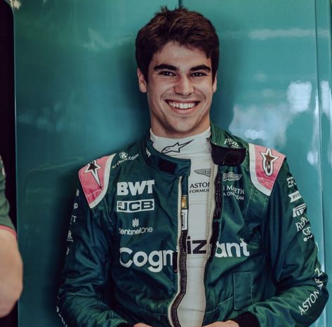 Lance Stroll Aston Martin, F1 Journal, Door Pictures, Austin Martin, Aston Martin F1, Lance Stroll, Male Pose Reference, Racing Jacket, F1 Racing