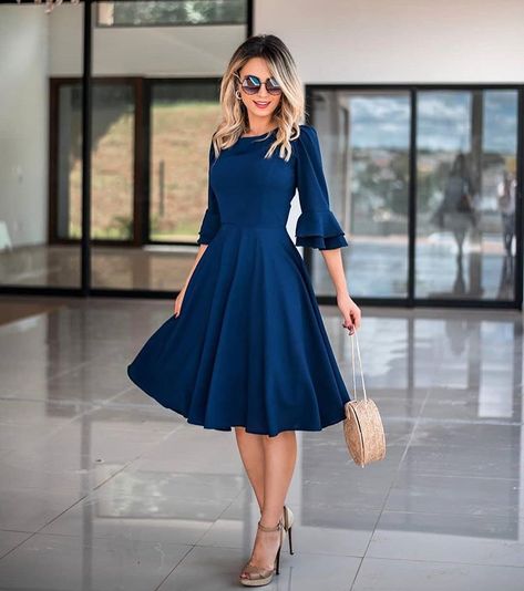 Dark Blue Dress, Mode Inspo, Formal Wedding, Elegant Outfit, Modest Dresses, Work Outfits, Modest Outfits, Latest Fashion For Women, Lany