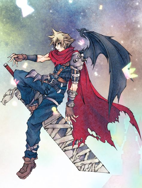 Kingdom Hearts Cloud Strife, Cloud Strife Kingdom Hearts, Ff7 Wallpaper Desktop, Kingdom Hearts Cloud, Cloud Kingdom Hearts, Rude Ff7, Cloud Strife Art, Final Fantasy Cloud Strife, Final Fantasy Vii Cloud