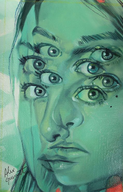 Alex Garant - "Experiment in Green II" Trippy Portrait Art, A Level Art Distortion, Distortion Art Gcse Sketchbook, Face Distortion Art, Fragments Art Gcse, Distorted Art, Alex Garant, Distortion Art, Hilarious Dogs