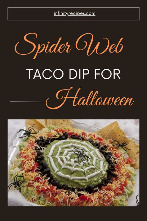 Spider web taco dip makes a Mexican seven layer dip into a scary good Halloween party appetizer dip for chips. Ingrédients Fruits et légumes • 1 Green onion • 1/2 cup Tomato, ripe Conserves • 1 16 ounce can Refried beans Condiments • 1/2 cup Black olives, ripe • 1/4 cup Taco sauce Aides culinaires et épices • 2 tbsp Taco seasoning Biscuits apéritifs • 1 Tortilla chips Produits laitiers • 1 cup Cheddar • 2 tbsp Milk • 1/2 cup Sour cream Spider Web Taco Dip, Dip For Chips, Layered Taco Dip, Halloween Fiesta, Seven Layer Dip, Layer Dip, Taco Dip, Taco Sauce, Black Olives