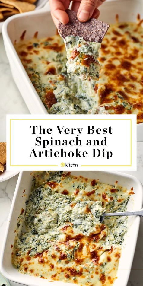 The Best Spinach Artichoke Dip Recipe | Kitchn Baked Spinach Artichoke Dip, Best Spinach Artichoke Dip, Low Carb Low Calorie, Spinach Artichoke Dip Recipe, Spinach And Artichoke Dip, Artichoke Dip Recipe, Reuben Sandwich, Spinach Artichoke Dip, Creamed Spinach