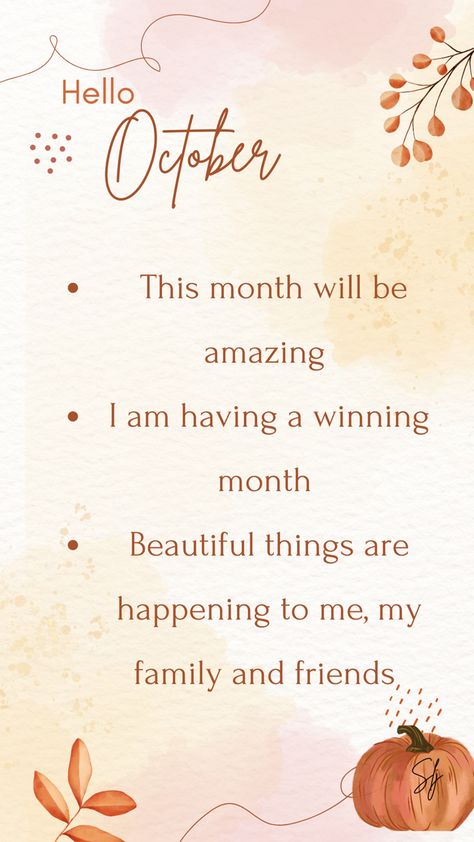 #hello #october #newmonth #inspiration #autumn #affirmations #quoteoftheday #canva October Affirmations Wallpaper, Oct 1st Quotes, October 1st Quotes, Autumn Affirmations, October Intentions, October Motivation, October 1st Quote, October Affirmations, October Wishes