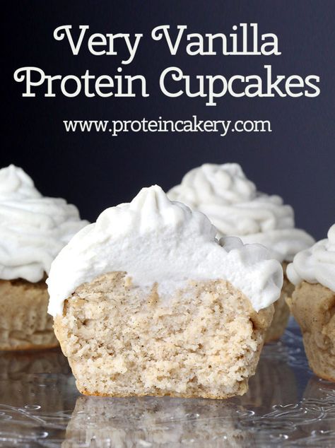 Vanilla Protein Recipes, Gluten Free Cupcake, Cupcakes Healthy, High Protein Dessert, Vanilla Protein Shake, Gluten Free Cupcake Recipe, Protein Cupcakes, Peanut Butter Protein Cookies, Protein Dessert