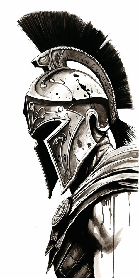 Sparta Tattoo, Roman Tattoo, Gladiator Tattoo, Helmet Drawing, Helmet Tattoo, Spartan Tattoo, Samurai Tattoo Design, Warrior Drawing, Roman Soldier