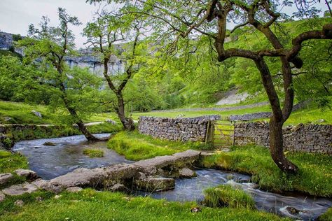 Malham Cove Stream, Yorkshire Malham Cove, Diary 2023, Countryside Photos, Stone Bridges, Rural Photography, Hillside House, Irish Countryside, Modern Asian, Garden Vines